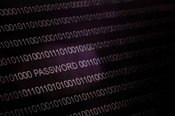 Codice Binario Password Sullo Schermo Lcd Messa Fuoco Selettiva — Foto Stock