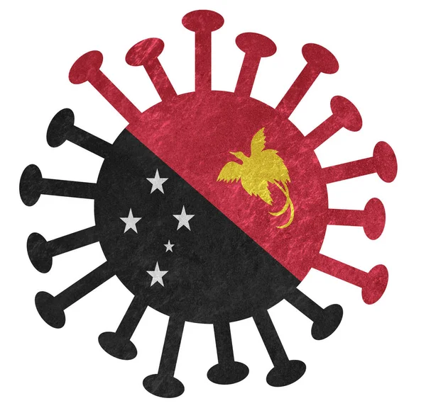 National Flag Papua New Guinea Corona Virus Bacteria Isolated White — 图库照片