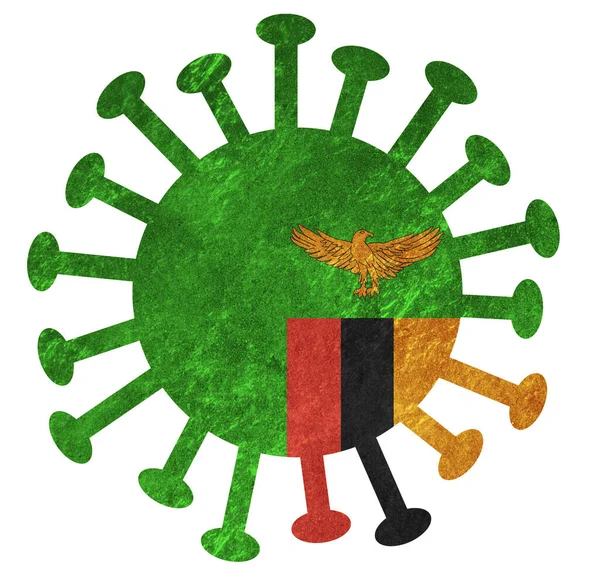National Flag Zambia Corona Virus Bacteria Isolated White — Stock Photo, Image