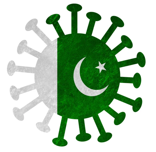 Bandiera Nazionale Del Pakistan Con Virus Corona Batteri Isolato Bianco — Foto Stock