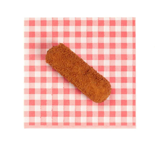 Brown Crusty Dutch Kroket Red Napkin Isolated White Background — Stock Photo, Image