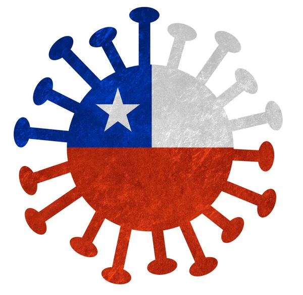 Национальный Флаг Чили Коронным Вирусом Бактериями Изолирован Белом — стоковое фото