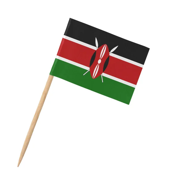 Маленький Бумажный Кенийский Флаг Деревянной Палочке Изолированный Белом — стоковое фото