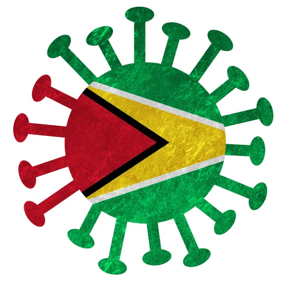 Die Nationalflagge Guyanas Mit Coronavirus Oder Bakterien Isoliert Auf Weiß — Stockfoto
