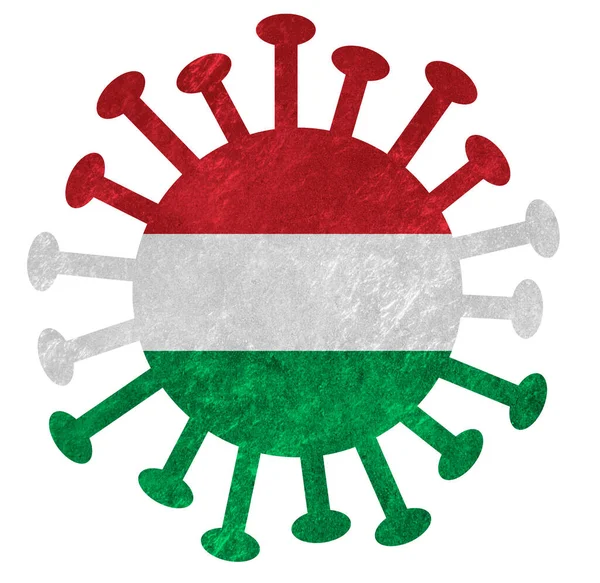 National Flag Hungary Corona Virus Bacteria Isolated White — Stock Photo, Image