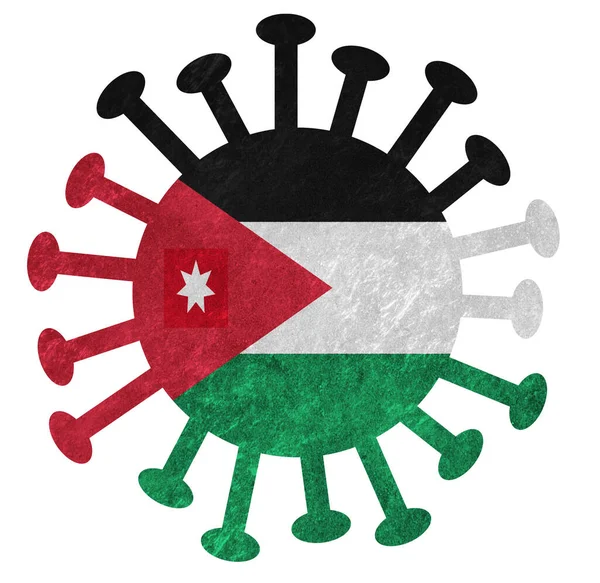 コロナウイルスや細菌とヨルダンの国旗 白に隔離 — ストック写真