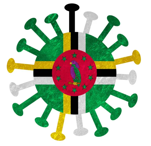 Государственный Флаг Доминики Коронным Вирусом Бактериями Изолированы Белом — стоковое фото