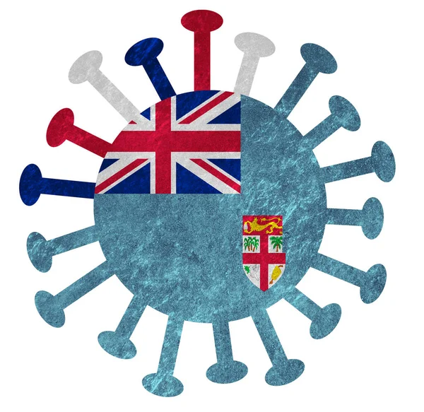 Государственный Флаг Фиджи Вирусом Короны Бактериями Изолирован Белом — стоковое фото