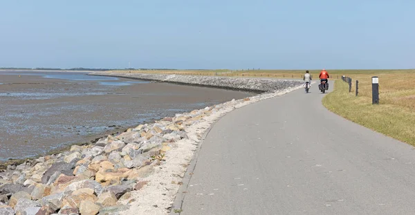 Cyklister Cykla Flata Holländska Ameland — Stockfoto