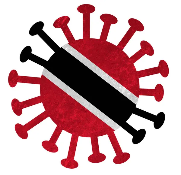 Die Nationalflagge Von Trinidad Und Tobago Mit Coronavirus Oder Bakterien — Stockfoto