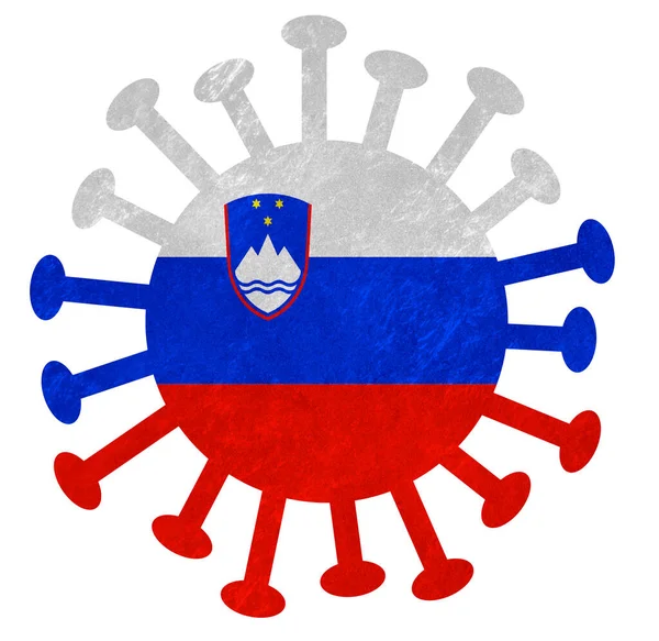 National Slovenia Flag Corona Virus Bacteria Isolated White — Stock Photo, Image