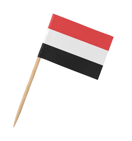 Small Paper Flag Yemen Wooden Stick Isolated White — Stock Photo, Image