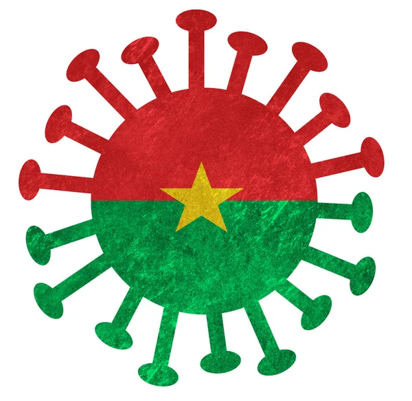 Государственный Флаг Буркина Фасо Коронным Вирусом Бактериями Изолирован Белом — стоковое фото