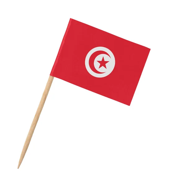Kis Papír Tunéziai Zászló Pálca Elszigetelt Fehér — Stock Fotó