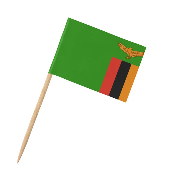 Liten Papper Zambian Flagga Träpinne Isolerad Vit — Stockfoto