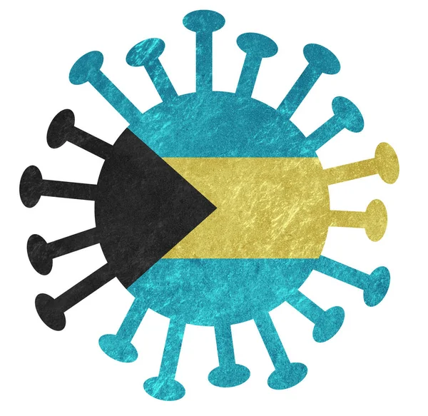 Die Nationalflagge Der Bahamas Mit Coronavirus Oder Bakterien Isoliert Auf — Stockfoto