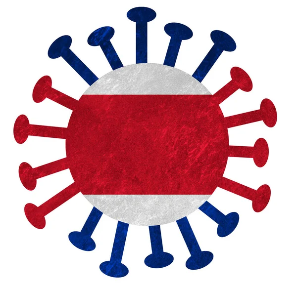 哥斯达黎加国旗 带有电晕病毒或细菌 在白色上分离 — 图库照片