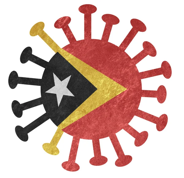 Nationale Vlag Van Oost Timor Met Corona Virus Bacterie Geïsoleerd — Stockfoto