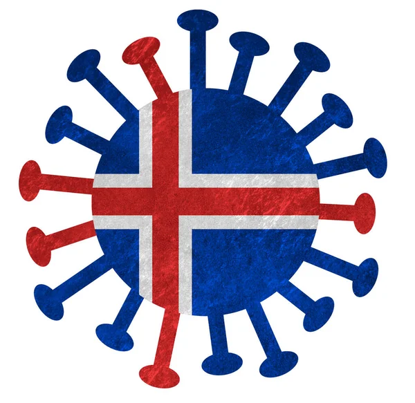 Государственный Флаг Исландии Коронным Вирусом Бактериями Изолирован Белом — стоковое фото