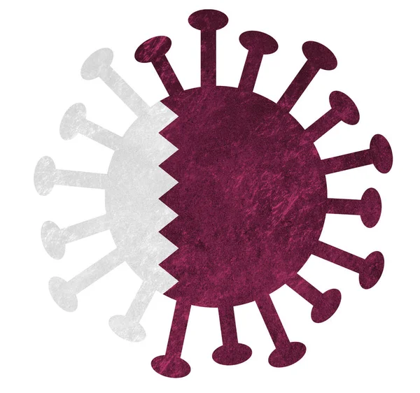 Bandiera Nazionale Del Qatar Con Virus Corona Batteri Isolato Bianco — Foto Stock