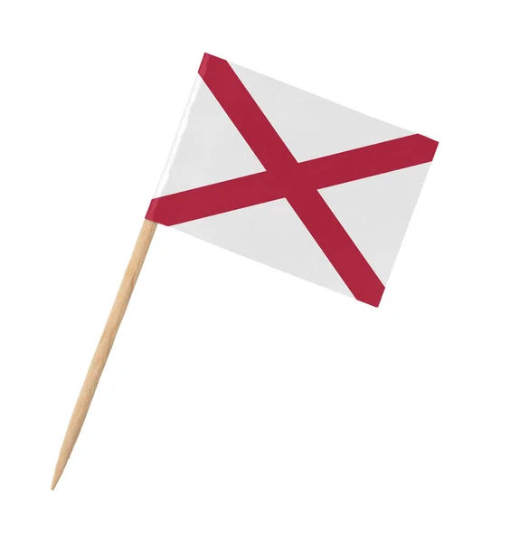 Small Paper State Flag Wooden Stick Alabama Isolated White — Stock Photo, Image