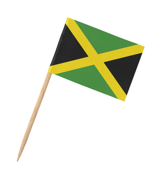 Bandera Jamaicana Papel Pequeño Palo Madera Aislada Blanco —  Fotos de Stock