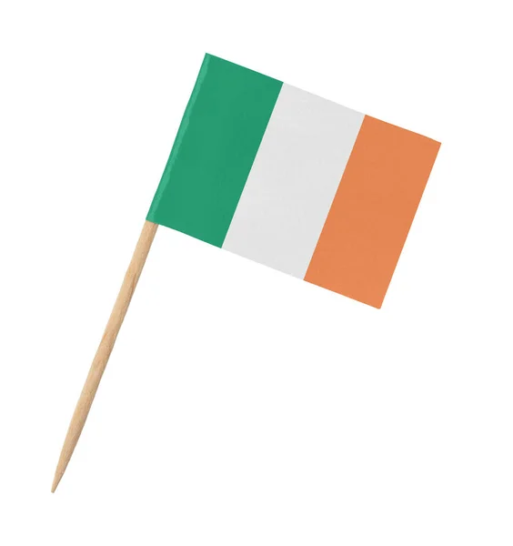 Petit Papier Drapeau Irlandais Sur Bâton Bois Isolé Sur Blanc — Photo