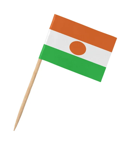Mała Papierowa Flaga Nepalu Drewnianym Patyku Odizolowana Białym — Zdjęcie stockowe