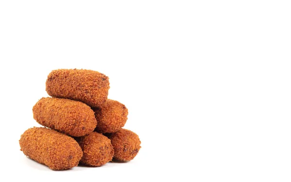 Brown Crusty Dutch Kroketten Isolert Hvit Bakgrunn – stockfoto