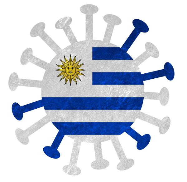 Bandera Nacional Uruguay Con Virus Corona Bacterias Aislado Sobre Blanco —  Fotos de Stock