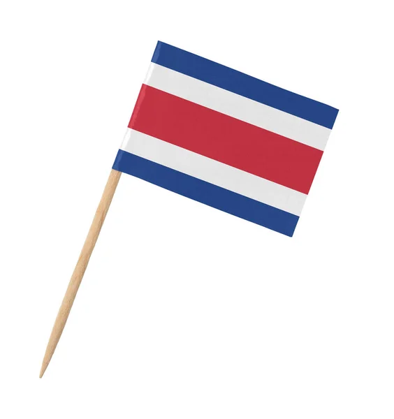 Klein Papier Costa Ricaanse Vlag Houten Stokje Geïsoleerd Wit — Stockfoto