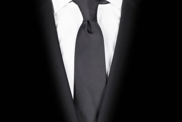Чоловік Чорному Костюмі Чорною Краваткою Крупним Планом — стокове фото