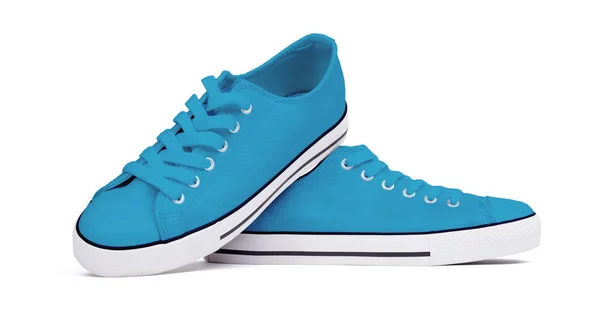 Paar Schoenen Geïsoleerd Witte Achtergrond Blauw — Stockfoto