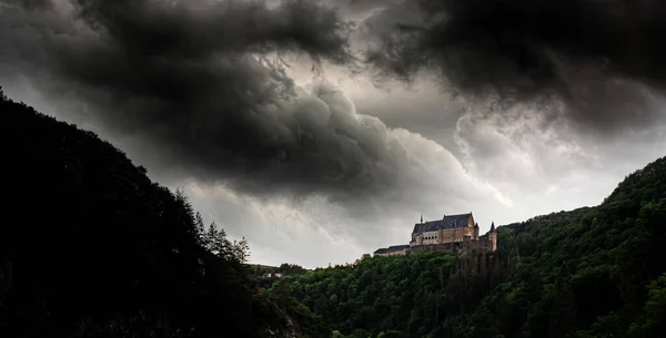 Old castle with a stormy sky, bad weather