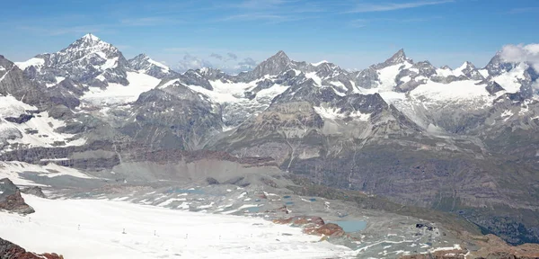 来自瑞士阿尔卑斯山马特宏峰冰川天堂的壮观全景 — 图库照片