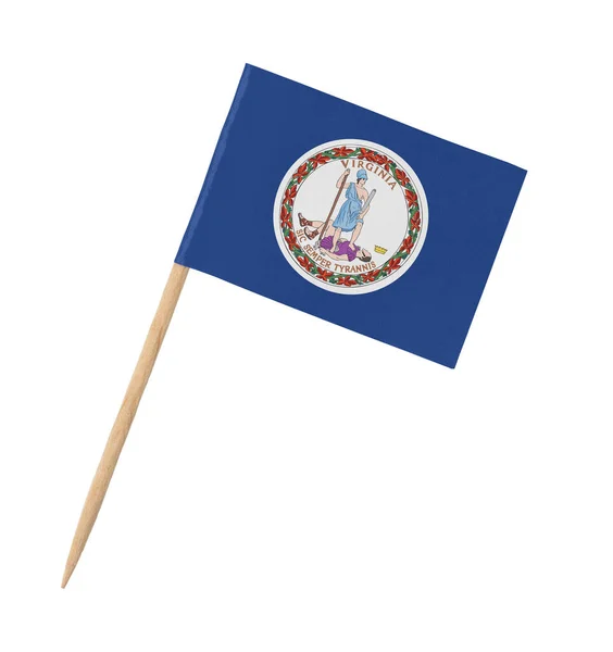 Mały Papier Flaga Amerykańsko Stanowa Drewnianym Kiju Wirginia Izolacja Białym — Zdjęcie stockowe