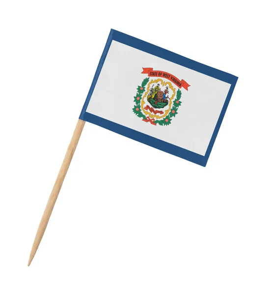 Small Paper State Flag Wooden Stick West Virginia Isolated White — Stock Photo, Image