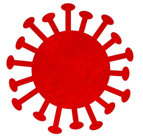 Coronavirus Oder Bakterien Isoliert Auf Weiß Rot — Stockfoto