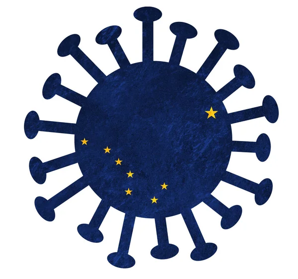Staat Vlag Van Alaska Met Corona Virus Bacteriën Geïsoleerd Wit — Stockfoto