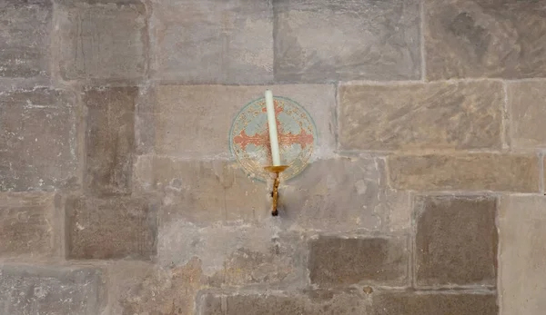 Close Candle Old Church Czech Republic — Stock Photo, Image