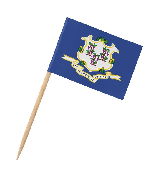 Small Paper State Flag Wooden Stick Connecticut Isolated White — Stock Photo, Image