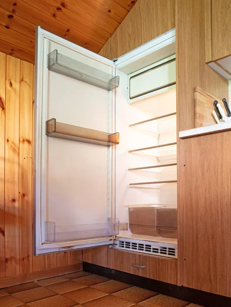 Old Open Fridge Dated Kitchen — Stock Photo, Image