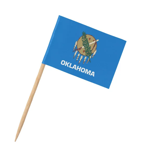 Маленький Бумажный Флаг Сша Деревянной Палочке Oklahoma Изолированный Белом — стоковое фото