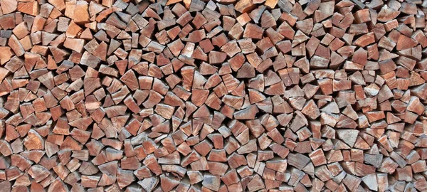 Naskládané Nasekané Dřevo Textury Pozadí Široký Záběr — Stock fotografie