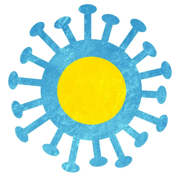 Die Nationalflagge Von Palau Mit Coronavirus Oder Bakterien Isoliert Auf — Stockfoto