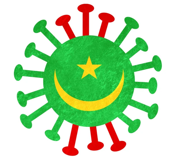 Mauritanian National Flag Corona Virus Bacteria Isolated White — Stock Photo, Image