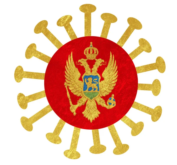 Bandera Nacional Montenegro Con Virus Corona Bacterias Aislado Blanco —  Fotos de Stock