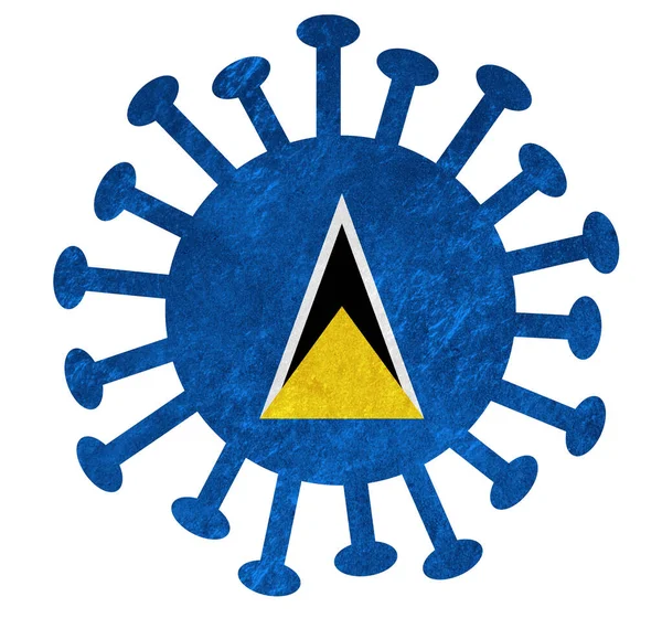 Nationale Vlag Van Saint Lucia Met Corona Virus Bacteriën Geïsoleerd — Stockfoto