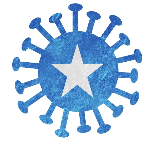 Die Somalische Nationalflagge Mit Coronavirus Oder Bakterien Isoliert Auf Weiß — Stockfoto
