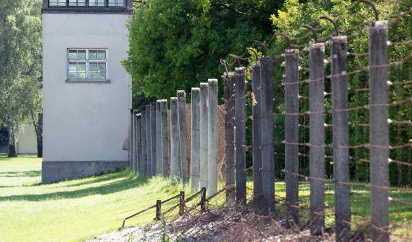Dachau Bavière Allemagne Juillet 2020 Clôture Dans Camp Concentration Dachau — Photo